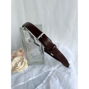 J. Crew mens Size 34 Brown Genuine Leather dress belt ITALIAN LEATHER USA made .